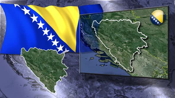 Bosnia And Herzegovina Flag And Map Animation alt