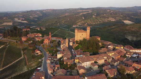 Serralunga d'Alba and Medieval Castle in Langhe Vineyards