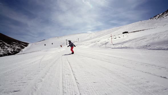 Snowboarder Follow Shot