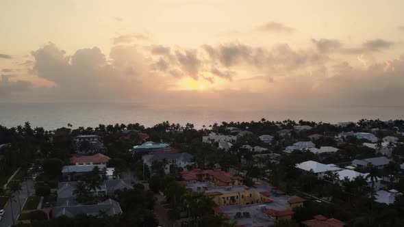 Aerial Drone View of American Suburb at Summertime on Coast the Ocean or Sea