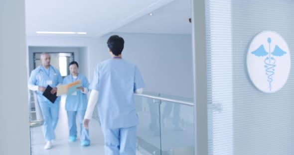 Doctors in a hospital corridor 