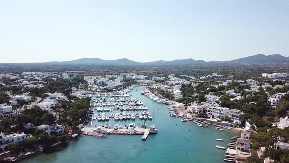 Aerial: Cala D'Or resort town in Mallorca, Spain