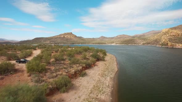 Drone footage over Bartlett Lake Arizona