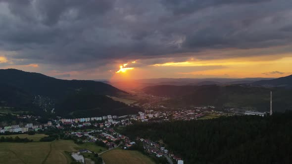 Aerial view of the ski resort Plejsy in the town of Krompachy in Slovakia