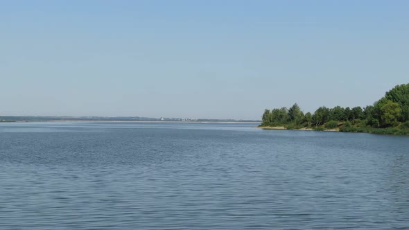 Aerial View of a Lake in Ukraine on a Sunny Summer Day