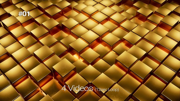 Golden Cubes Background Loop Pack