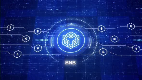 Binance Coin animated logo. Binance Coin cryptocurrency logo. BNB intro. Animation of Binance