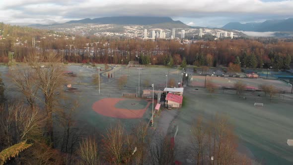 Various drone shots in New Westminster, Pitt Meadows and Coquitlam, BC, Canada. Winter 2018