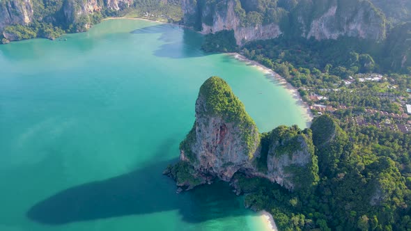 Railay Beach Krabi Thailand Tropical Beach of Railay Krabi Drone Aerial View of Panoramic View of