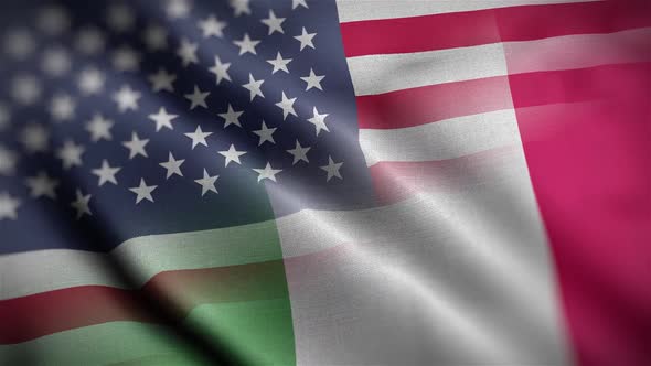 USA Italy Flag Mix Textured Waving Close Up Background HD