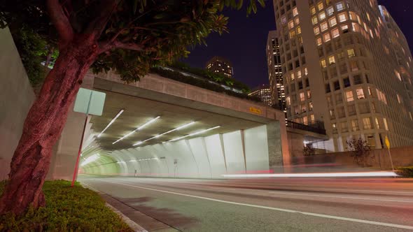 Time Lapse of traffic running through downtown Los Angeles