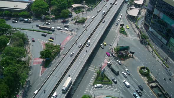 Busy Highway Road Junction in Metropolis City Center