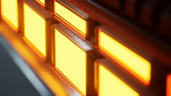 Yellow Lights and Metal Pannels in Futuristic Interior alt