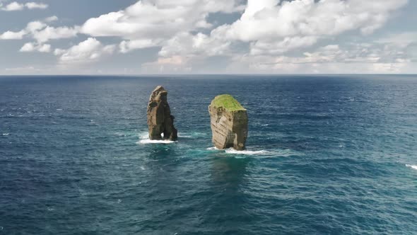 Drone Footage of Stone Formations Surrounded with the Atlantic Ocean