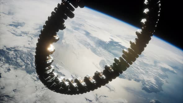 Futuristic Space Station on Earth Orbit alt