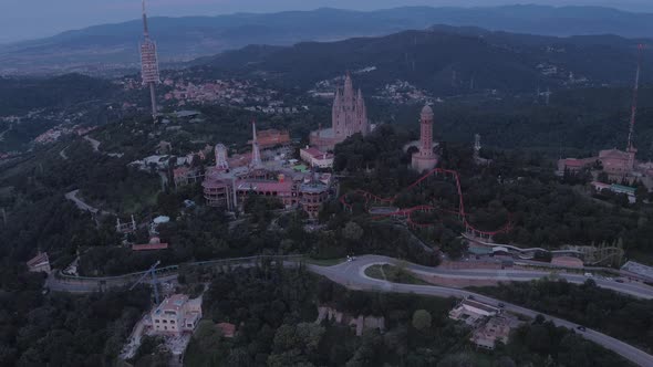 Aerial view of Tibidabo at dawn