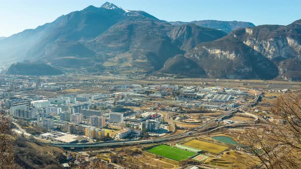 Old City Trento Built in Highland Against Giant Mountains