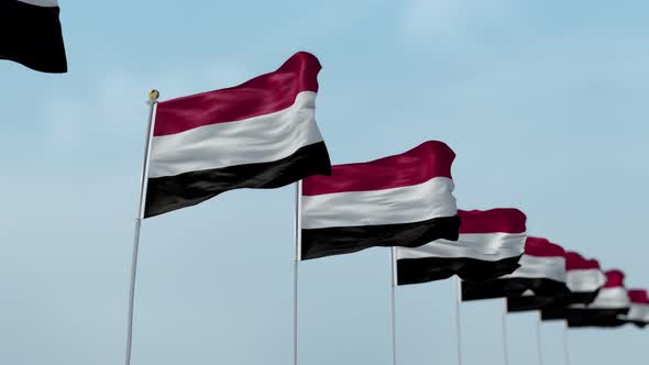 Yemen Row Of Flags 