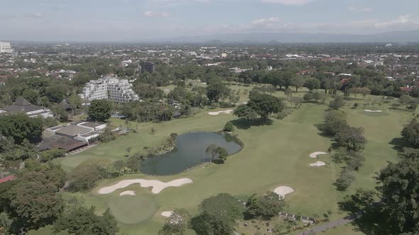 Aerial view of golf field in Indonesia