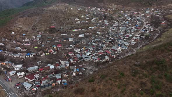 Aerial view of a Roma settlement in the village of Richnava in Slovakia