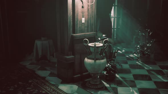 Antique Interior in an Abandoned Castle alt