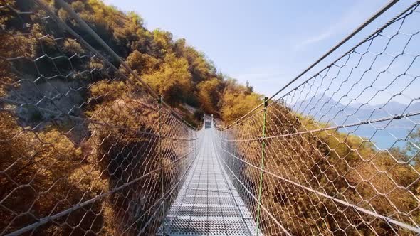 Long Bridge with Mesh Fencing Built Near Lake Garda in Italy