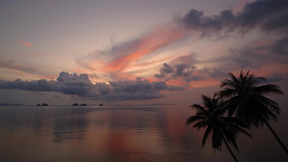 Sunset time lapse Samui, Thailand, view over landmark Five islands