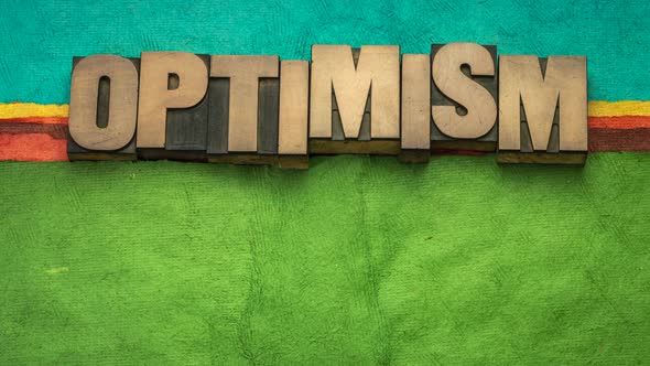 optimism word - stop motion animation with letterpress wood type