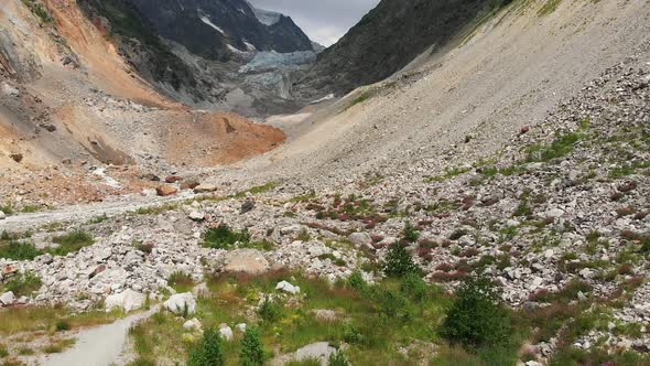 Chalaadi Glacier Aerial Zoom In 