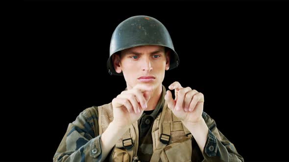 Soldier using digital screen