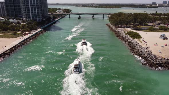 Wavy Boats Passing Under Inlet Miami Beach Fl Footage