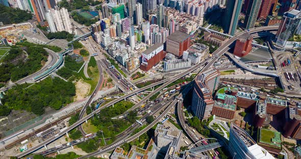 Top view of Hong Kong city