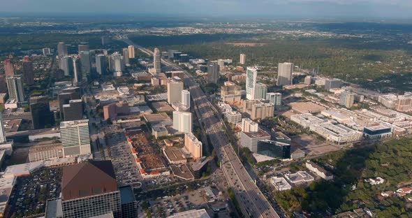 Drone view of the Galleria mall area in Houston, Texas. This video was filmed in 4k for best image q