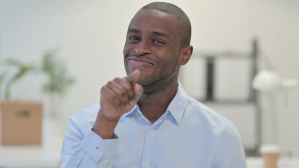 Portrait Yes Sign By African Man Head Shake Office