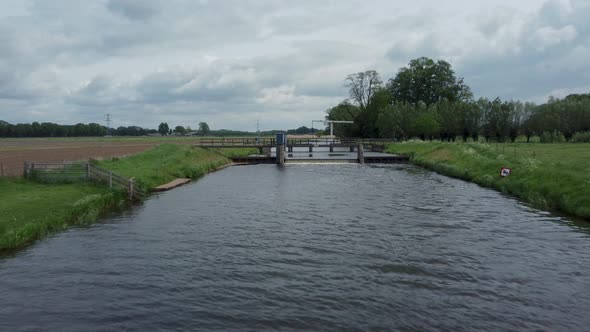 Wooden drawbridge at Velhorst Estate in the Achterhoek, Gelderland, the Netherlands