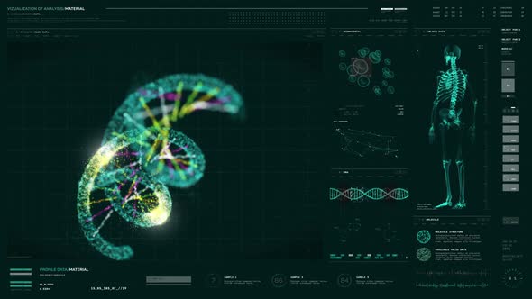 Diagnostic software is analyzing the genetic structure of the DNA Double Helix