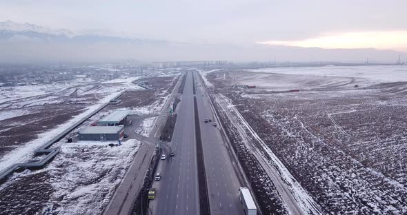 A Large Truck Is Traveling on a Multilane Highway