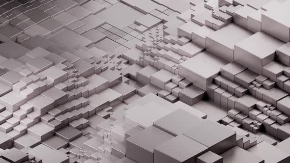 Cube wave background. Isometric view on white cubes. Loop animation.
