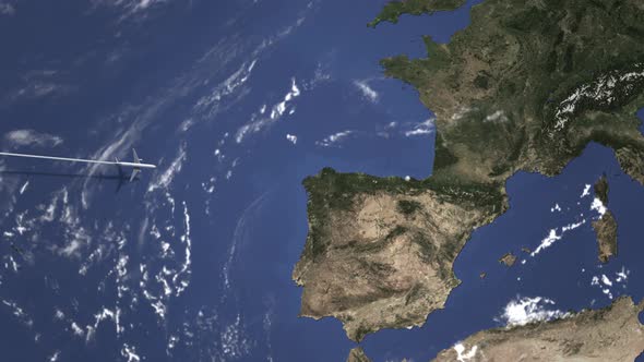 Route of a Commercial Plane Flying To Bilbao Spain alt