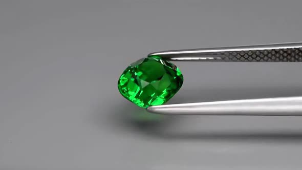 Natural Tsavorite Green Garnet on the Turning Table