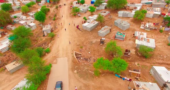 A Bird's-eye View Taken Over a City with Ruined Houses in Namibia, Africa alt