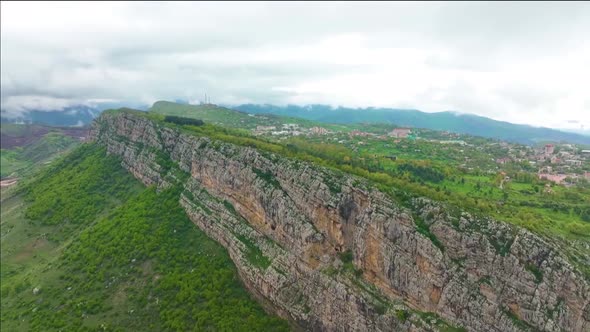 Areal view by drone footage from Tarter river canyon to Susha city beautiful landscape