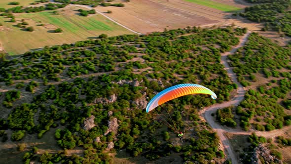 Paraglider Above Fields