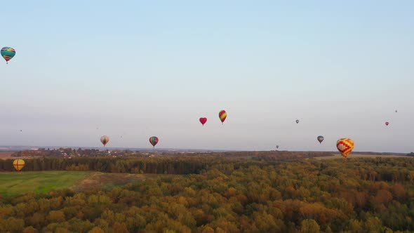 Hot Air Balloons in Sky at Sunset