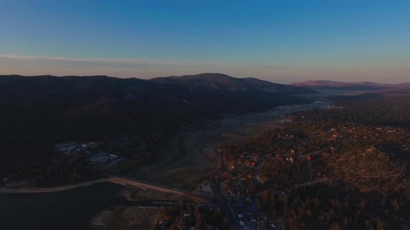 Aerial panorama of Big Bear Solar observatory, Big Bear Lake, California, USA