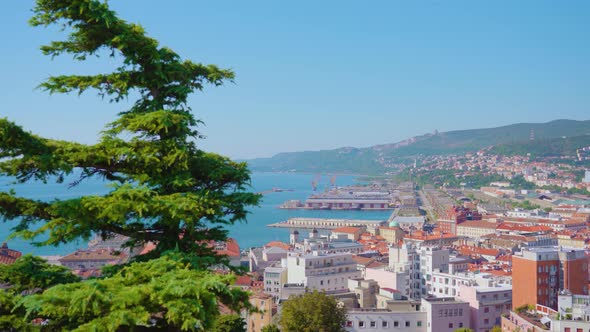 Impressive View of Ancient Town Near Sea and Mountains