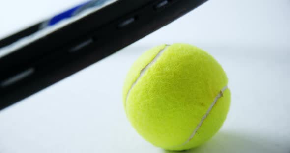 Racket on tennis ball 4k