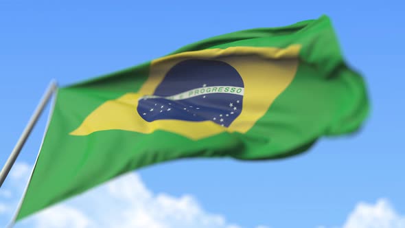 Flying National Flag of Brazil