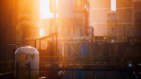 Refinery Factory with Oil Storage Tanks