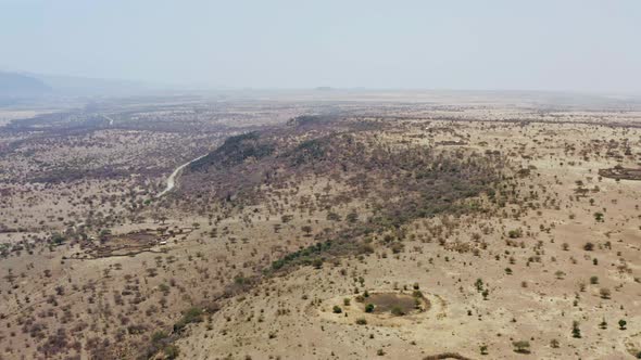 Beautiful Drone Flight Over the Savannah with Yellow Sand